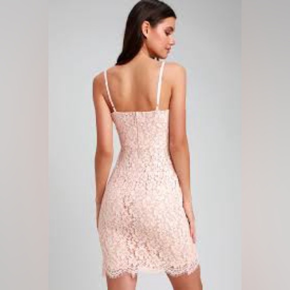 Lulus She's A Knockout Blush Lace Sheath Dress Small NWT - Picture 2 of 7